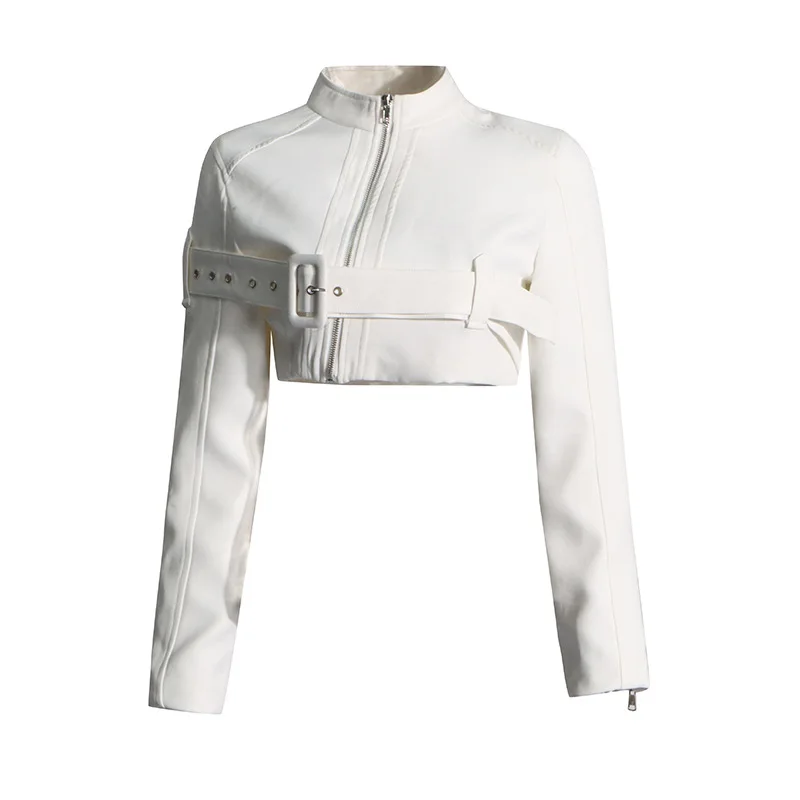 

Korean version ins women's group style jacket top 2025 new design sense splicing lace-up waist thin short coat americana mujer