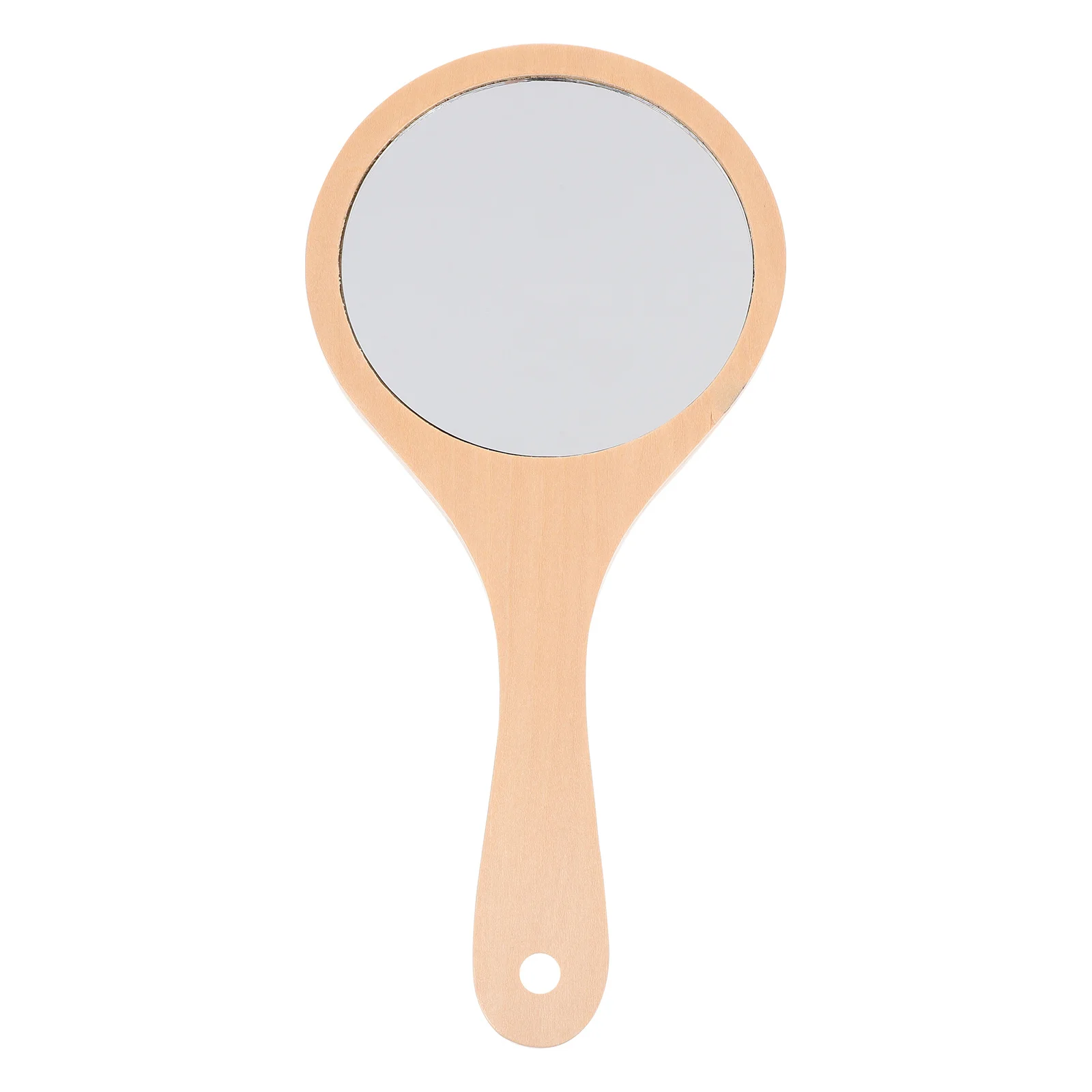 مرآة خشبية دائرية عصرية محمولة باليد وخفيفة الوزن مع سطح شفاف كريستالي مثالية كهدية للنساء والاستخدام اليومي