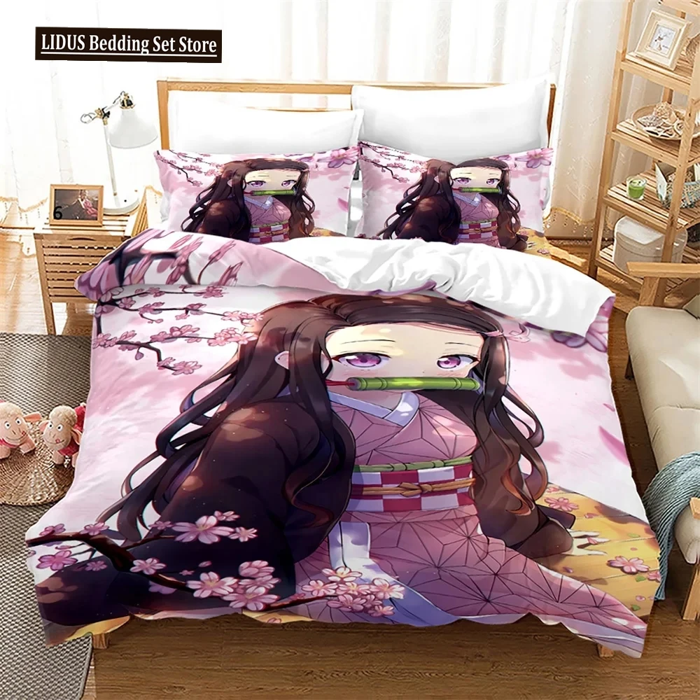 

Nezuko Kamado Bedding Set Anime Demon Slayer Duvet Cover Comforter Bed Linen Single Twin Full Queen Size 3d Girl Boys Gift