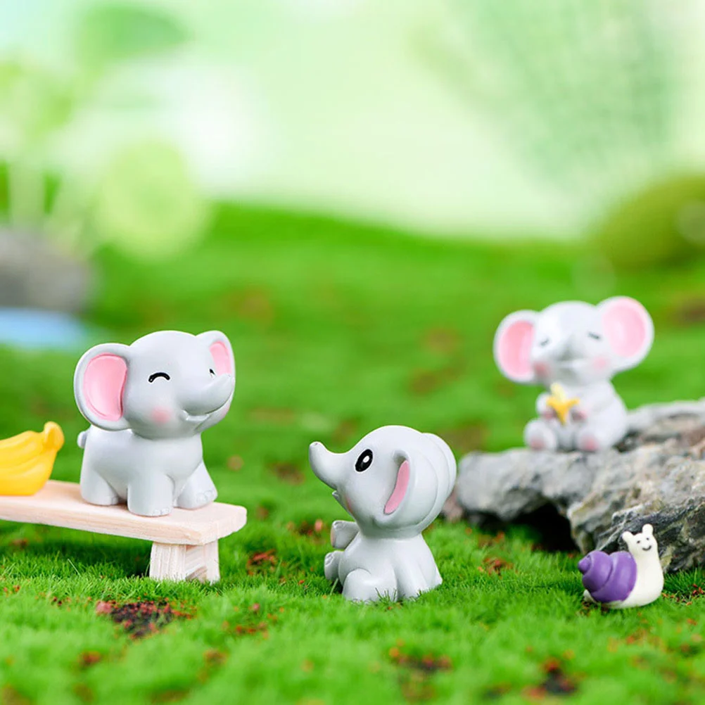 6 Pcs Dummy Elephant Ornament Tiny Animals Figures Toy Small Model Resin Figurine Lovely Adornment for Garden Shape