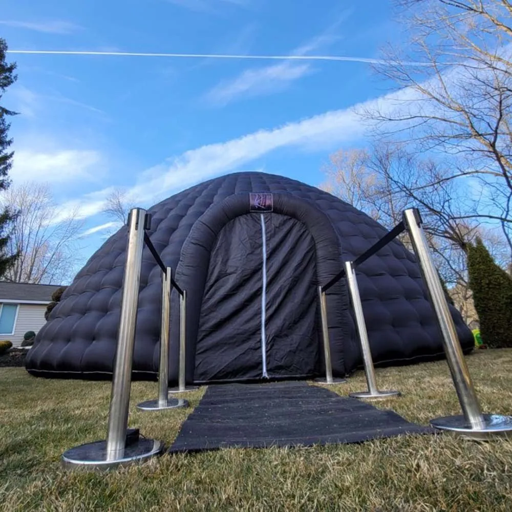 Tente igloo gonflable noire de 10m, Script d'air extérieur, chapiteau/fête de mariage, vente en gros