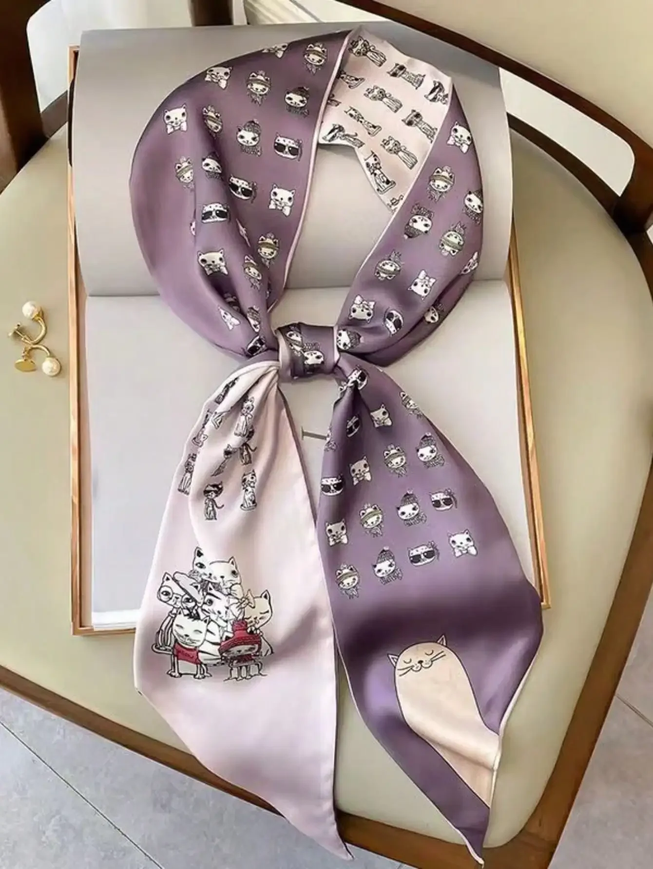 وشاح مربع كاجوال من الحرير الصناعي للربيع/الصيف للنساء، رباط شعر ربطة عنق احترافي بطبعة زهور، وشاح رفيع للرقبة، حزام خصر