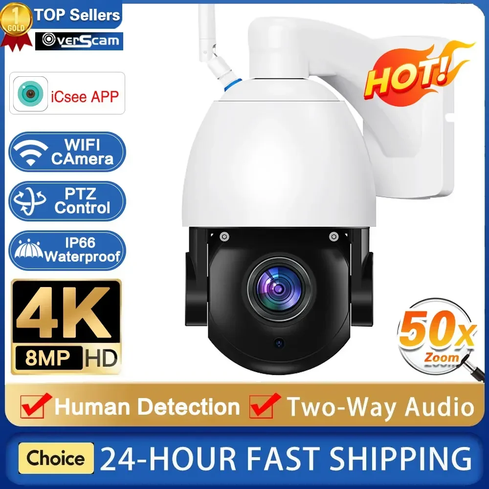 

Smart 4K 8MP WiFi Security IP Camera Outdoor Wirelss Video Camera 50x Optical Zoom Surveillance Network Wireless CCTV PTZ iCSee