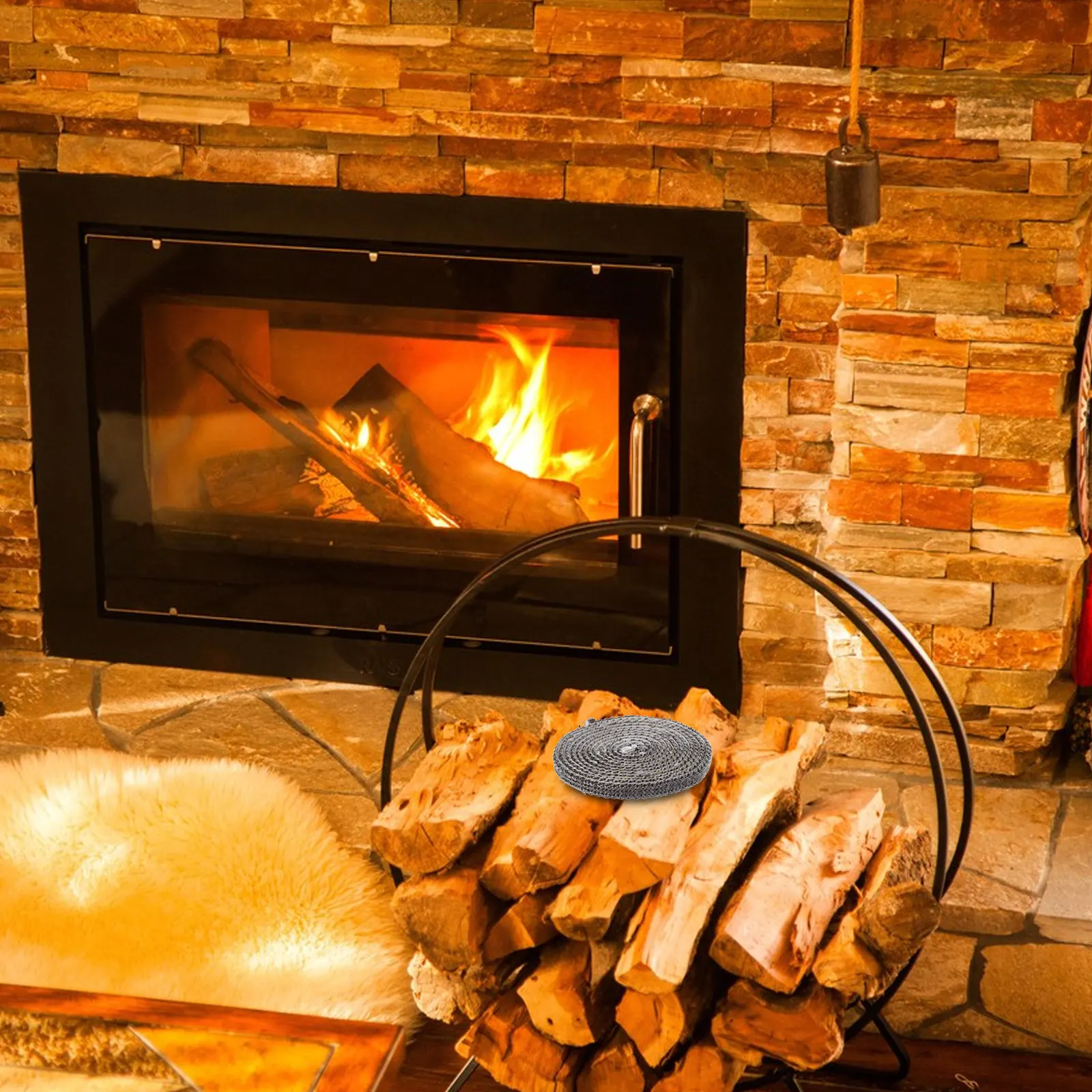 

Самоклеящаяся плоская уплотнительная лента для каминов, термостойкая, из стекловолокна, для ремонта дверей дровяных печей в помещении