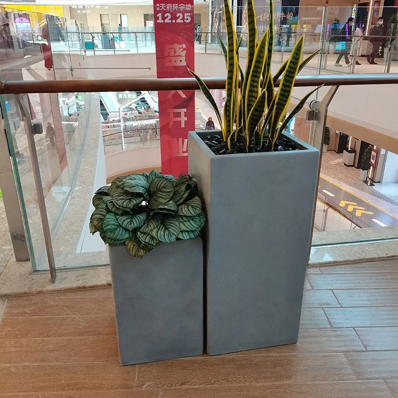 Floor-to-ceiling shopping mall, sales office hotel, fiberglass flower pot square, outdoor square flower ware
