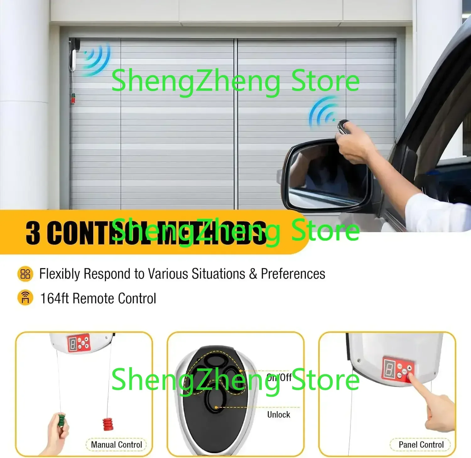 Electric Garage Roller Door Opener Motor, Auto Garage Roller Door Motor with Led Light+2 Remoter