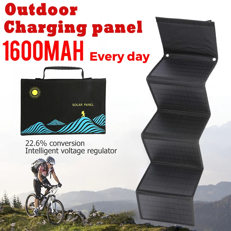 100W Foldable Solar Panel USB+DC Output Outdoor Emergency Power Generator Mobile Phone MP4 Charging Portable Power Supply