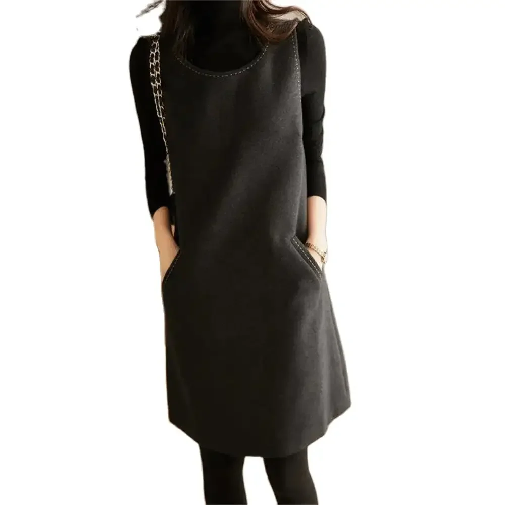 

Pop Slim Sleeveless Dress Autumn Winter Ladies Vest Tank Dress Open Thread Woolen Vest Dress Women'S Clothing Fashion
