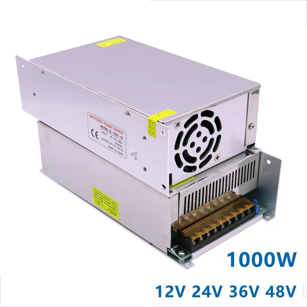 1Pcs 110v 220v 12V 24V 36V 48V 1000W 1200W PSU Led Switch Power Supply Adapter Fan Cooling For Strip Light Rigid Bar Modules