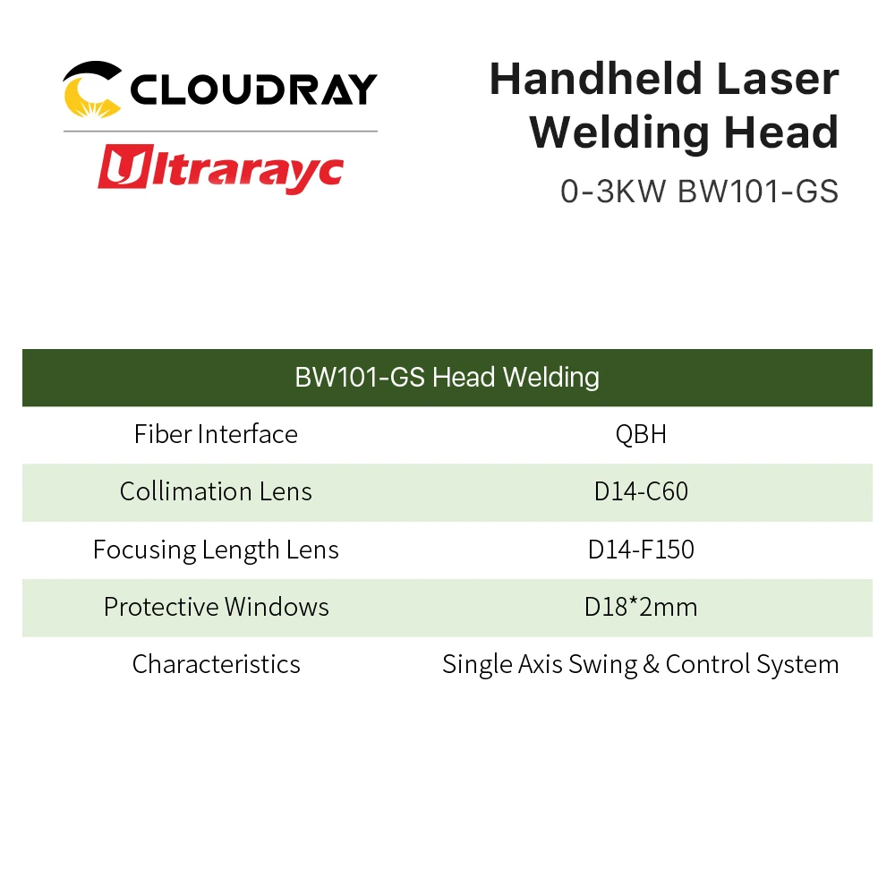 Ultrarayc Raytools BW101 Handheld Laser Welding Head 0-3kW with RT-HWS-YB80A Wire feeder For Laser Cutting Machine