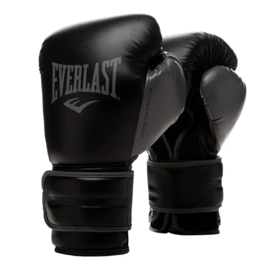 

Everlast Powerlock 2 Hook Loop Boxing Gloves for Fight Training with Durable Hand Wrist Support in Black for Heavy Bag Fitness
