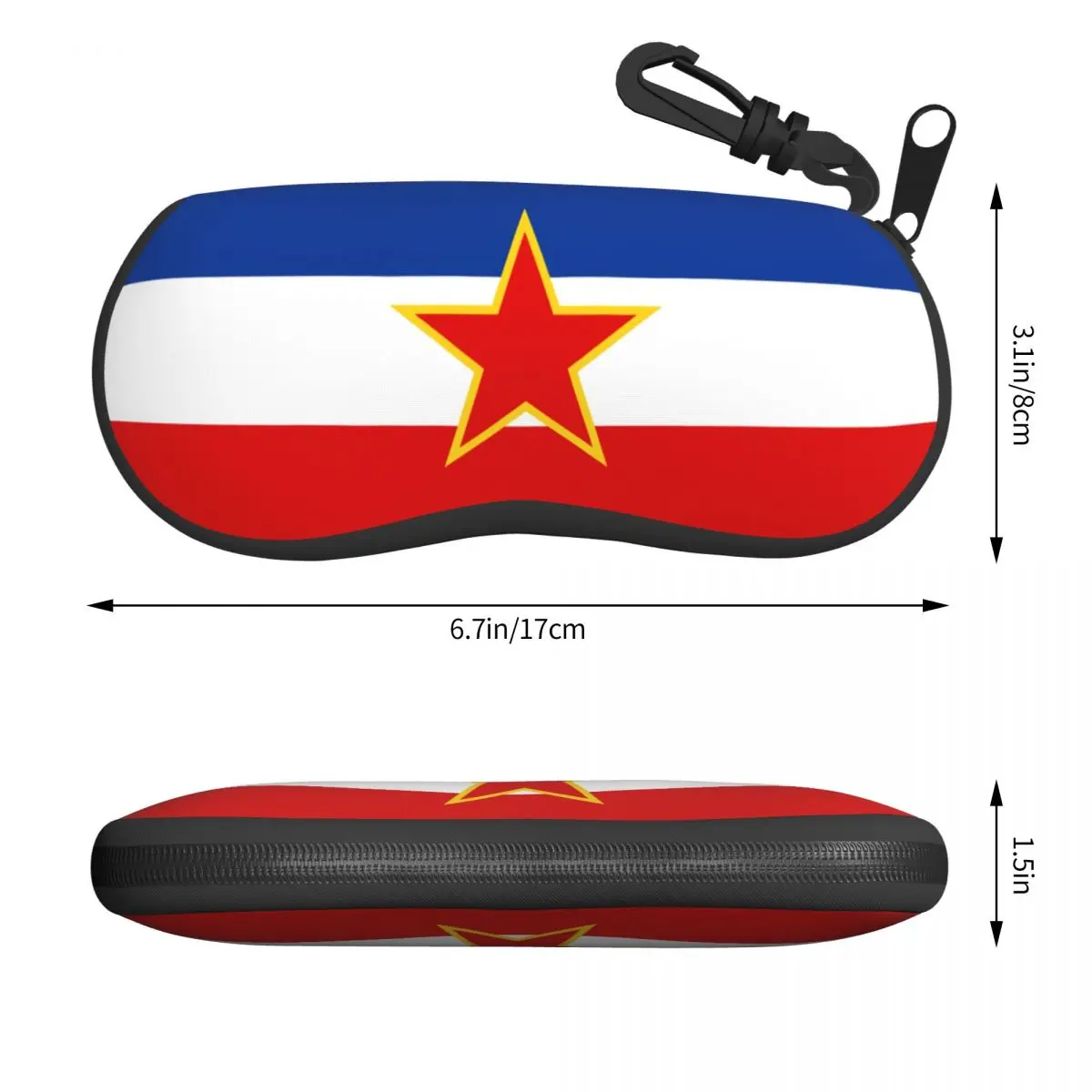 Caso de óculos impresso com zíper, Flag Sunglasses Box, Eye Contatos Case