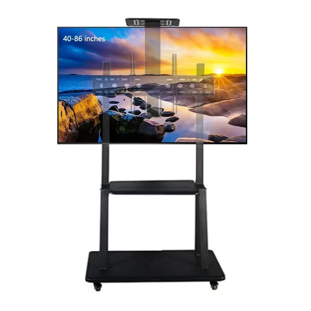 

40-86 inch floor mounted TV mobile cart horizontal and vertical screen rotating bracket advertising all-in-one machine