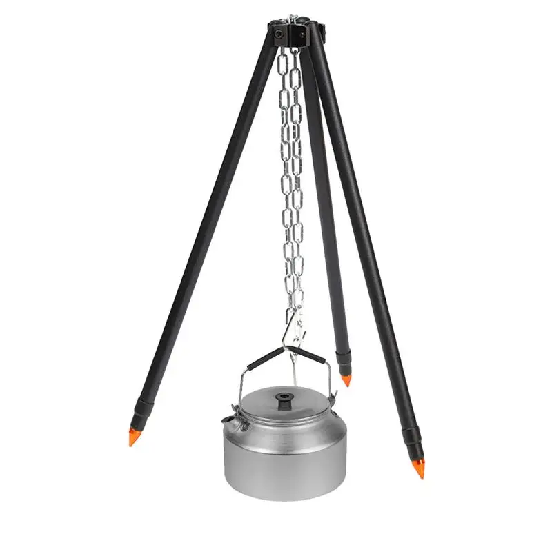 Camping Tripod for Cooking Heavy Duty Tripod Rack Cooking Grill Supplies Camping Campfire Tripod With Chain for Family Outings