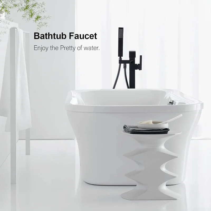 Freestanding Bathtub Faucet Tub Filler Floor Mount Bathroom Faucets Brass Single Handle with Hand Shower