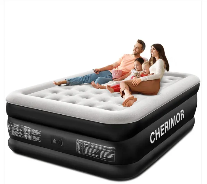 

MattressesQueen Air Mattress with Built-in Pump 18 Inch Raised Comfort for Camping or Guest Room Fast Inflation Durable Leak
