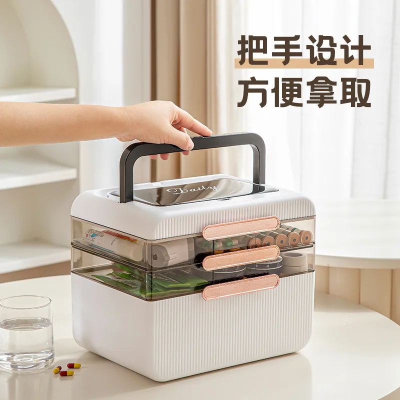 Medical medicine storage box baby multi-layer transparent
