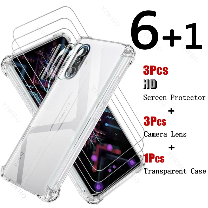 Tempered Glass Screen Protectors for Xiaomi Redmi K40 Gaming Soft Silicone Shockproof Case Safety Camera Lens for Redmi K 40 HD