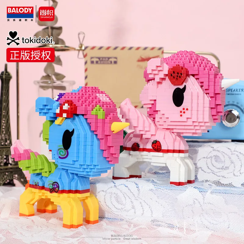 Kawaii يونيكورن مايكرو اللبنات قوس قزح المهر نموذج دمية DIY بها بنفسك تجميع بازل أطفال ألعاب شخصيات الطوب الصغيرة للطفل هدية