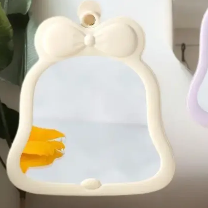 1 قطعة مرآة ماكياج سطح المكتب القوس بلون بسيط المحمولة مرآة ماكياج محمولة قابلة للطي طالب المدمجة لطيف مرآة الجيب #1