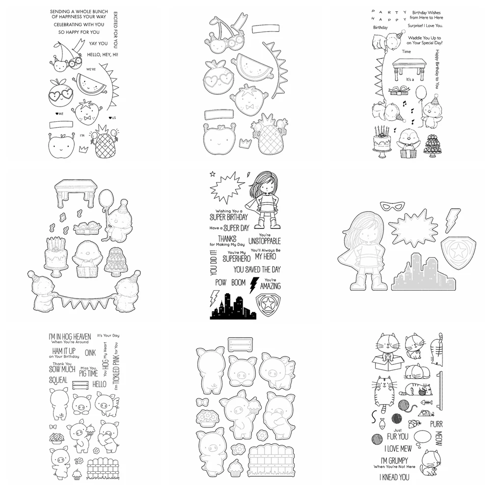 Bunch of Happiness Stempel und Stanzformen, Pinguin-Party, transparente Stempel für Scrapbooking, Dekoration, Papier, Basteln, Album, Kartenherstellung