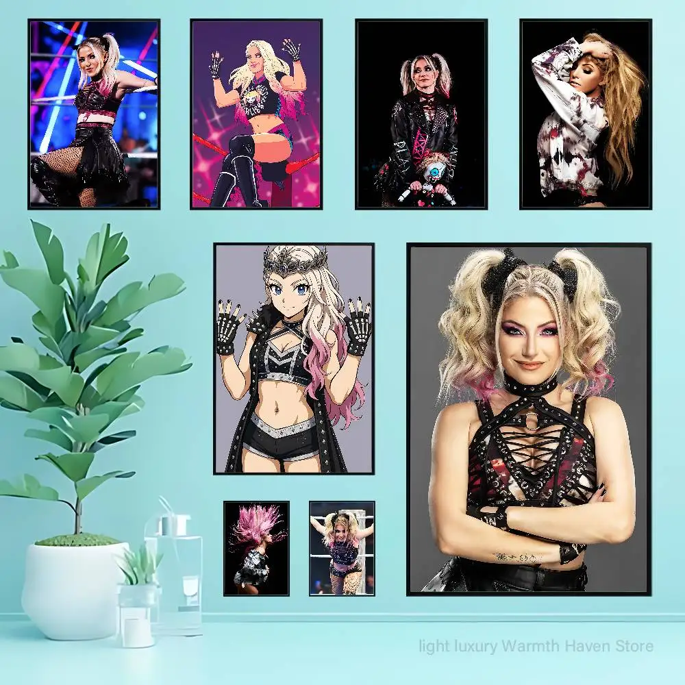 Wrestling A-Alexa B-Bliss Club Bar Paper Vintage Poster Wall Art Painting Bedroom Study Stickers
