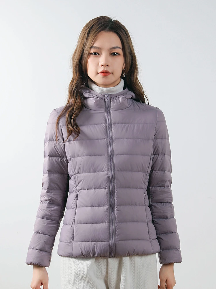 

Autumn Winter Short Women's Down Jacket Luxury Hooded Bee Solid Color Zipper Women Coats Slim Fit Keep Warm Female Down Jackets