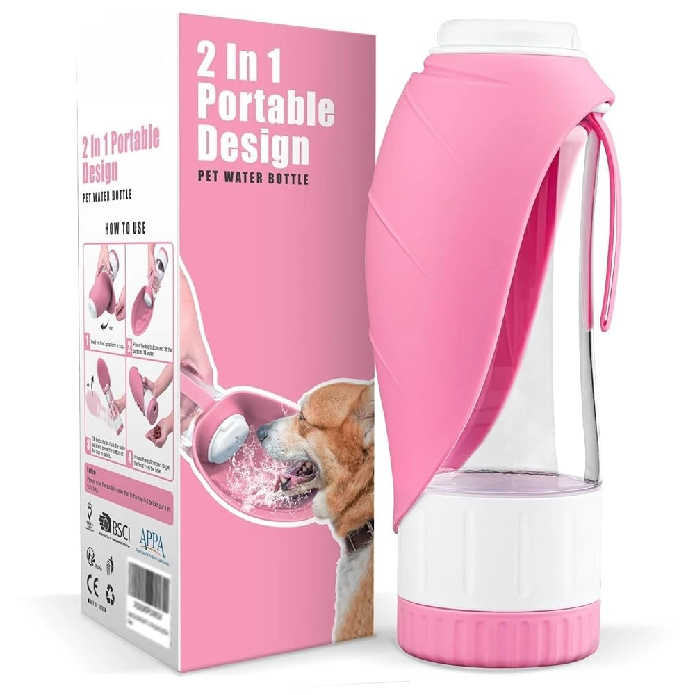 

Бутылка для воды для собак, портативная складная бутылка для воды для домашних животных с контейнером для корма и поилкой, герметичная, без BPA, для щенков