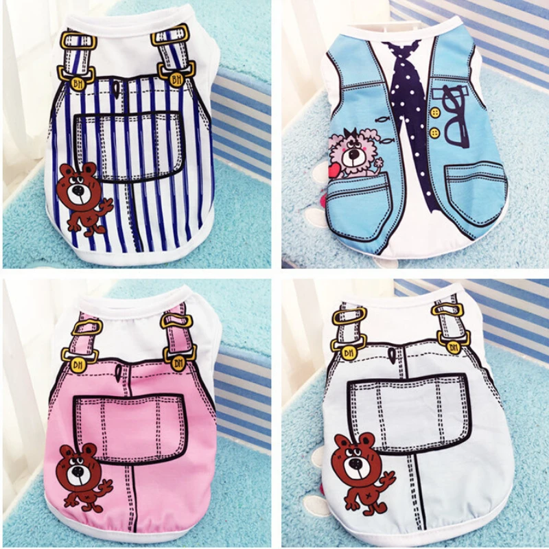 Pet Clothing Vest Dog and Cat Clothes Fake Shoulder Straps Mesh Vest Spring and Summer Teddy Bear Pomeranian Puppy Clothes