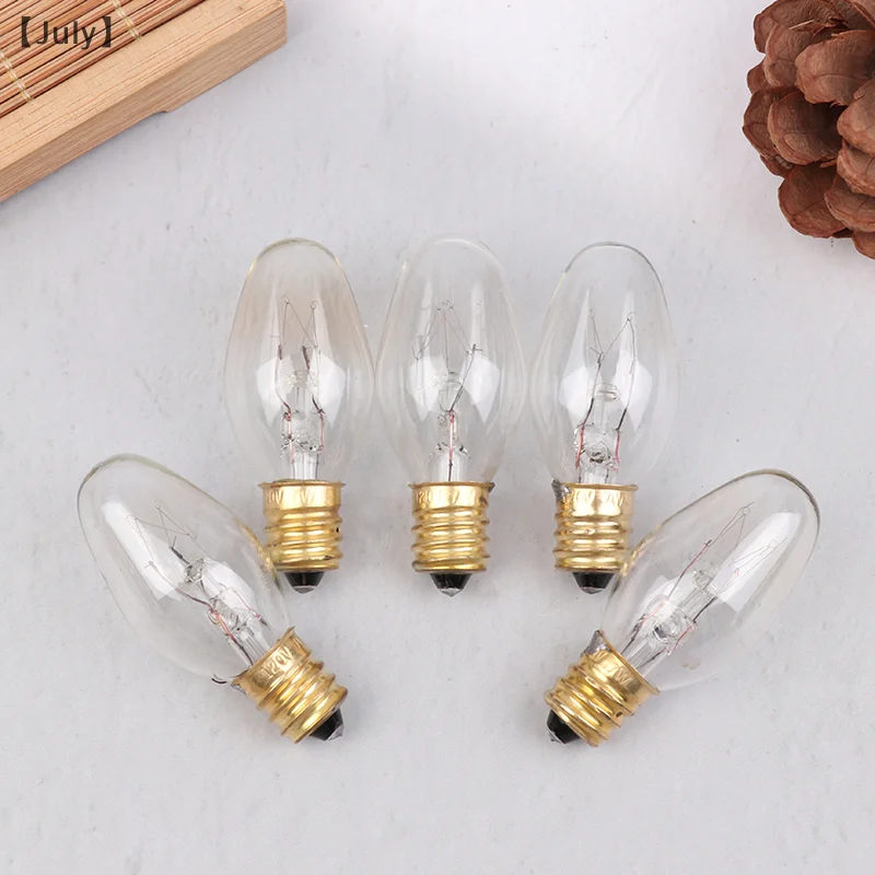 10 Buah E12 120V 7W Bohlam Lampu Tungsten Warna Kuning Hangat Transparan untuk Dekorasi Lampu Kulkas Jangkauan Garam