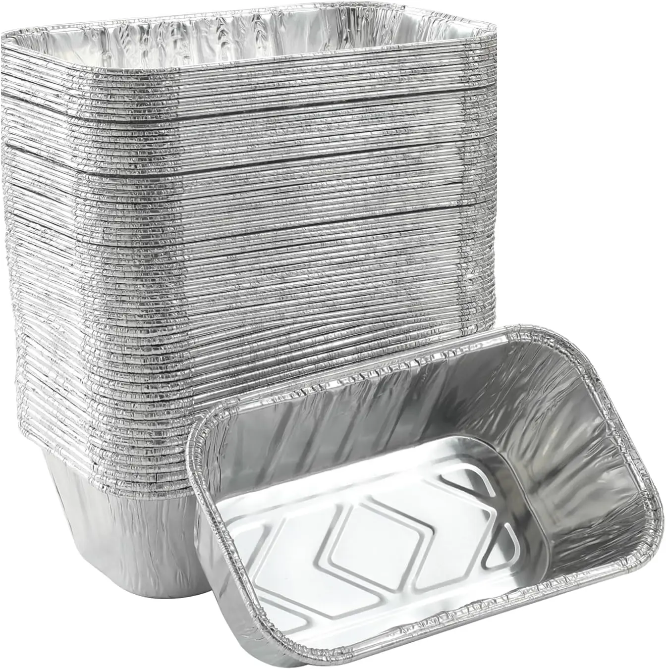 

50 Pack Heavy Duty Disposable Aluminum Foil Loaf Pans, 6" x 3.5" x 2", Oven Safe for Baking and Storage