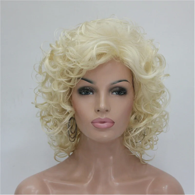 

Women Wig Spiral Curls Fluffy Half Full Wig Natural Light Golden Hair Wig