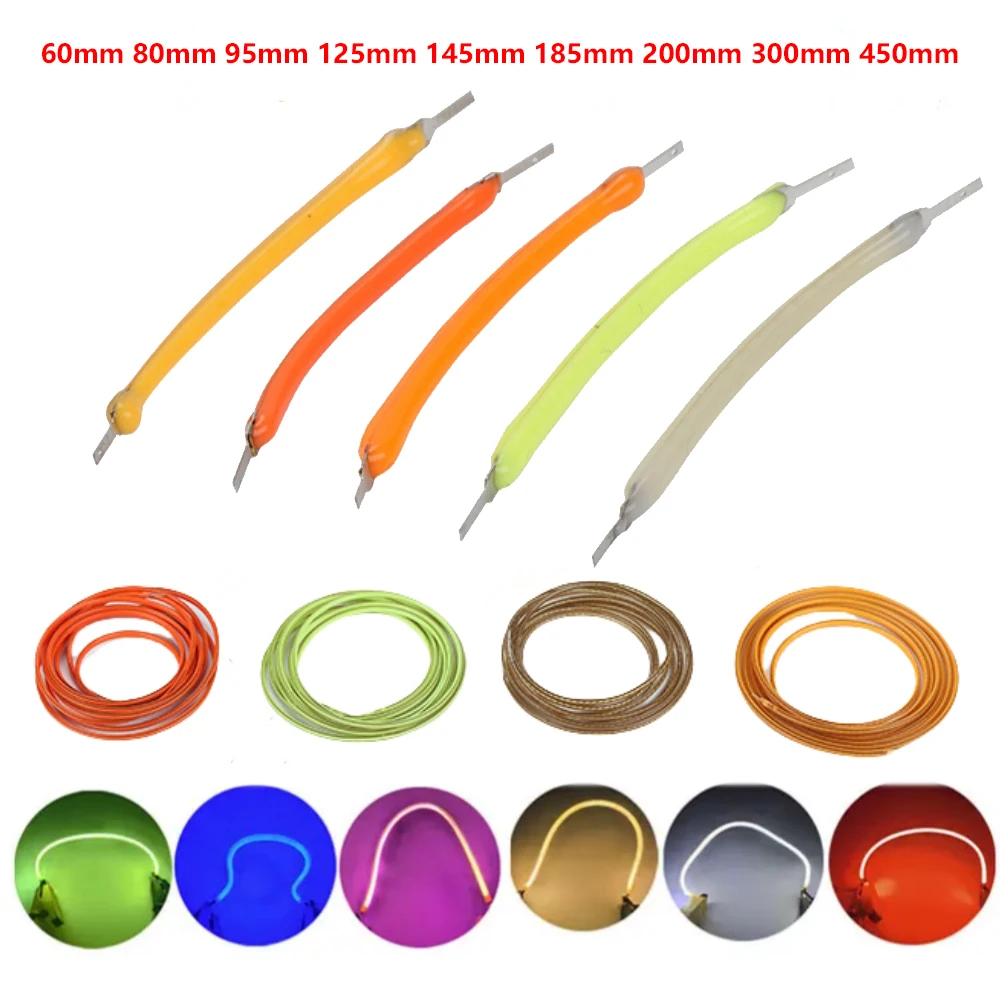 

COB LED Filament Edison Bulb Lamp Parts 60mm 80mm 95mm 125mm 185mm 200mm 300mm 450mm DC 3V Incandescent Light Diodes Accessories