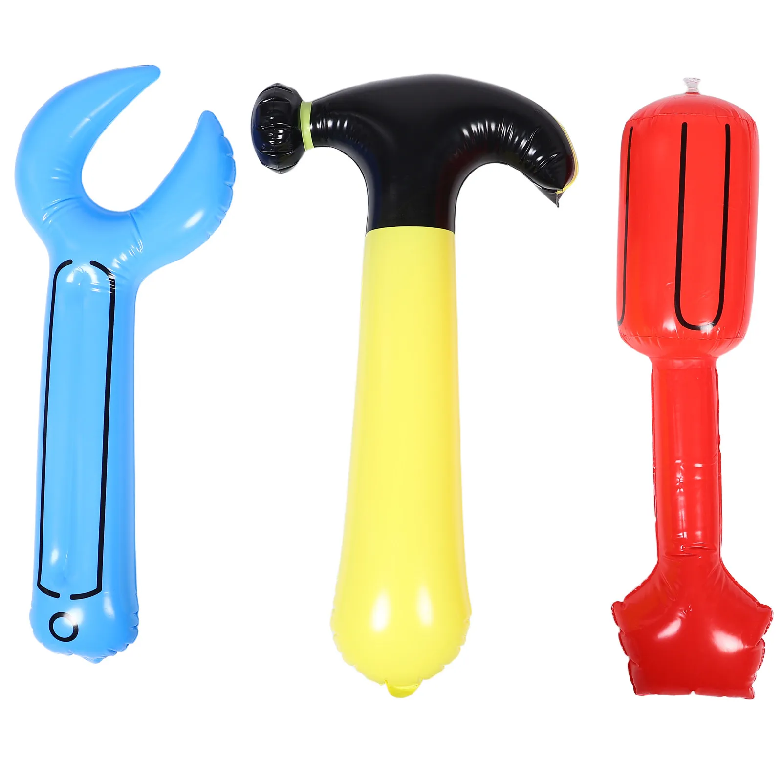 

Набор надувных строительных инструментов для детей: молоток, гаечный ключ, отвертка. Яркие цвета. Игровой набор для ролевых игр.