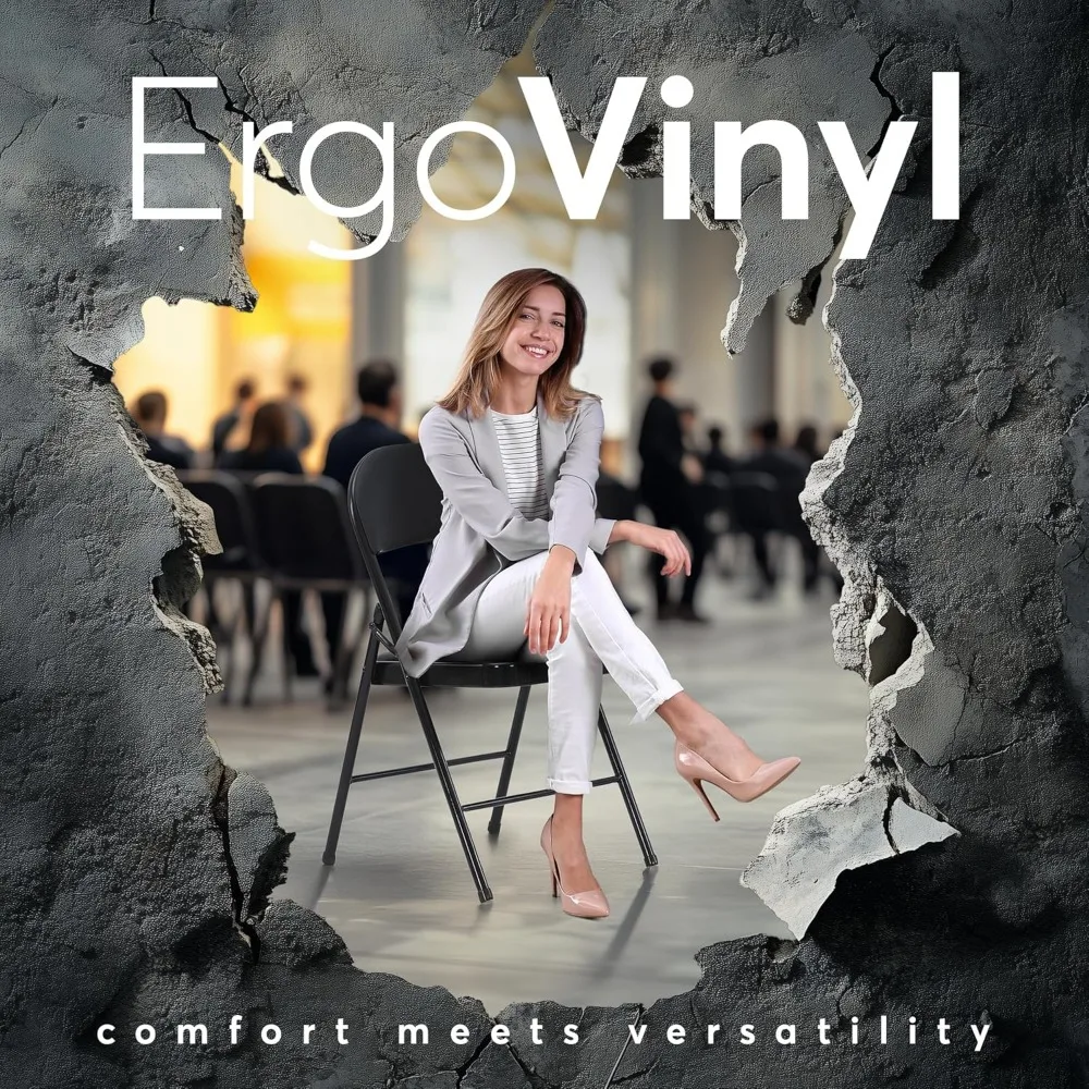 Stackable Padded Vinyl Folding Chairs with Metal Frame for Indoor and Outdoor Use - Durable, Comfortable Guest Seating Options