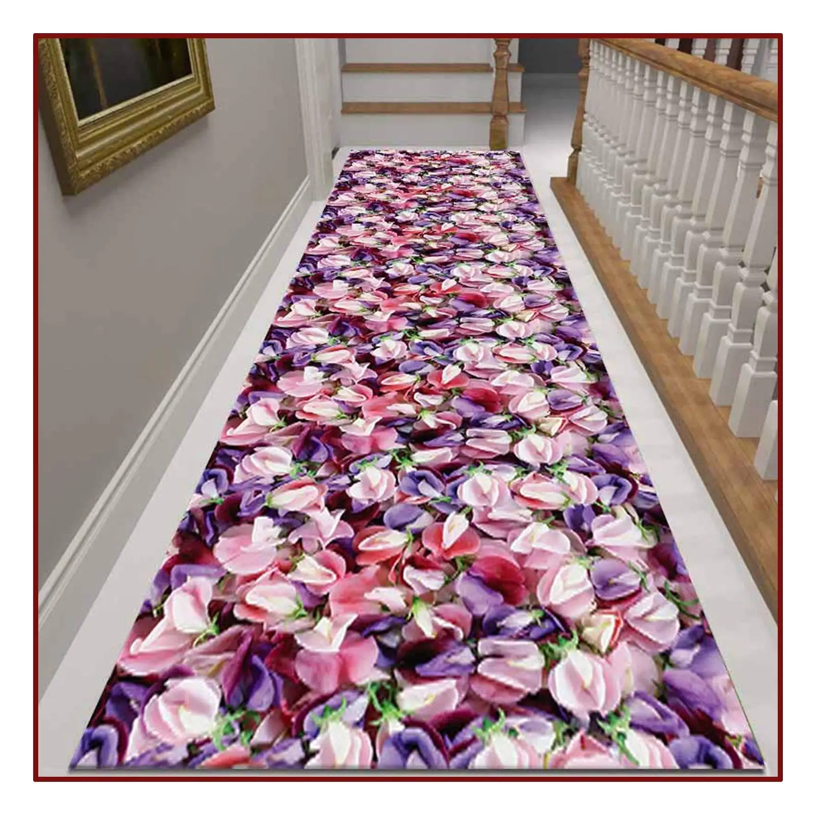 Long Hall Carpet,Cuttable Backing Non-Slip Area Rugs Soundproof Anti-Static Soft Washable for Indoor Living Room