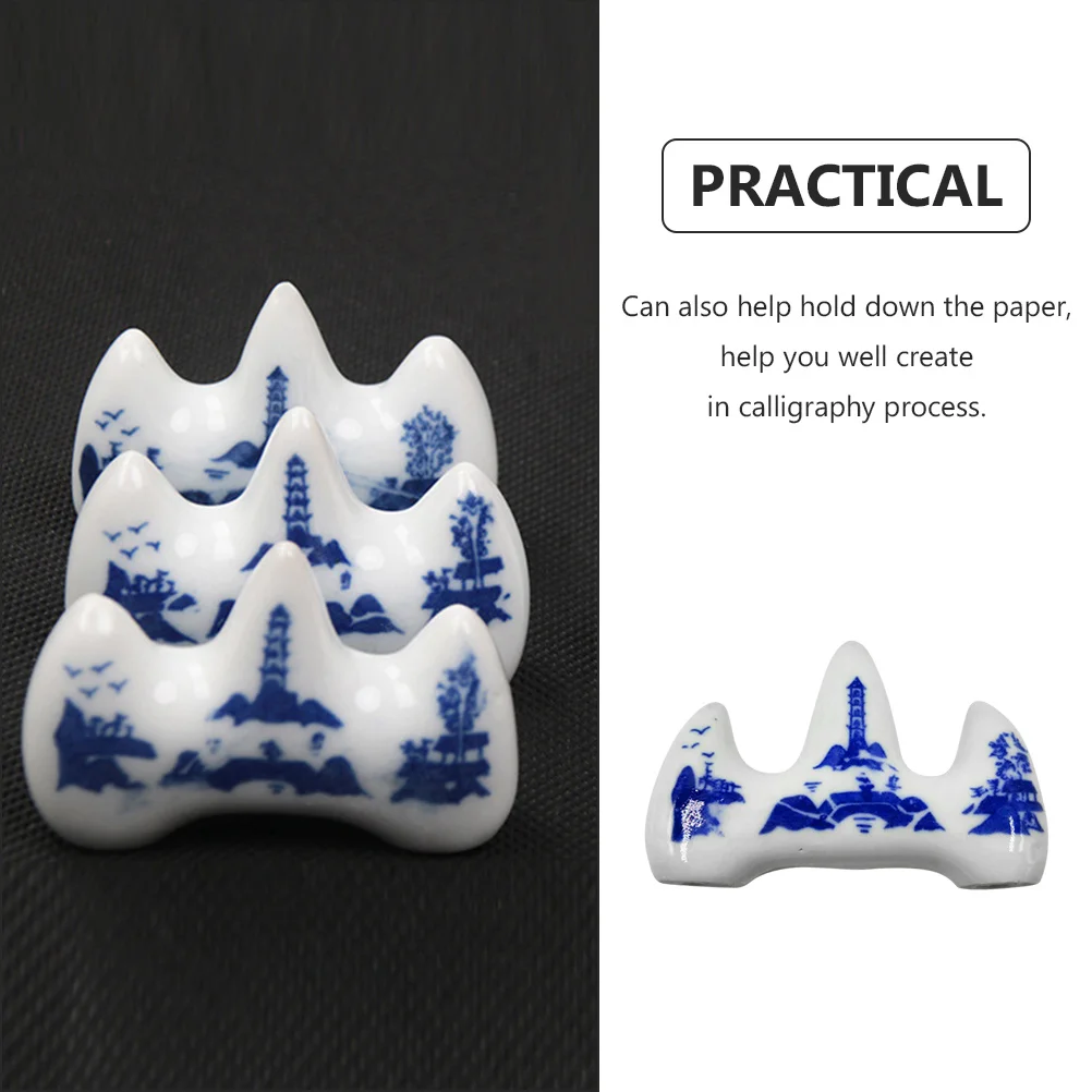 12 Pcs Paintbrushes Decorating Calligraphy Rest Ceramic Pen Holder Stand White Rack