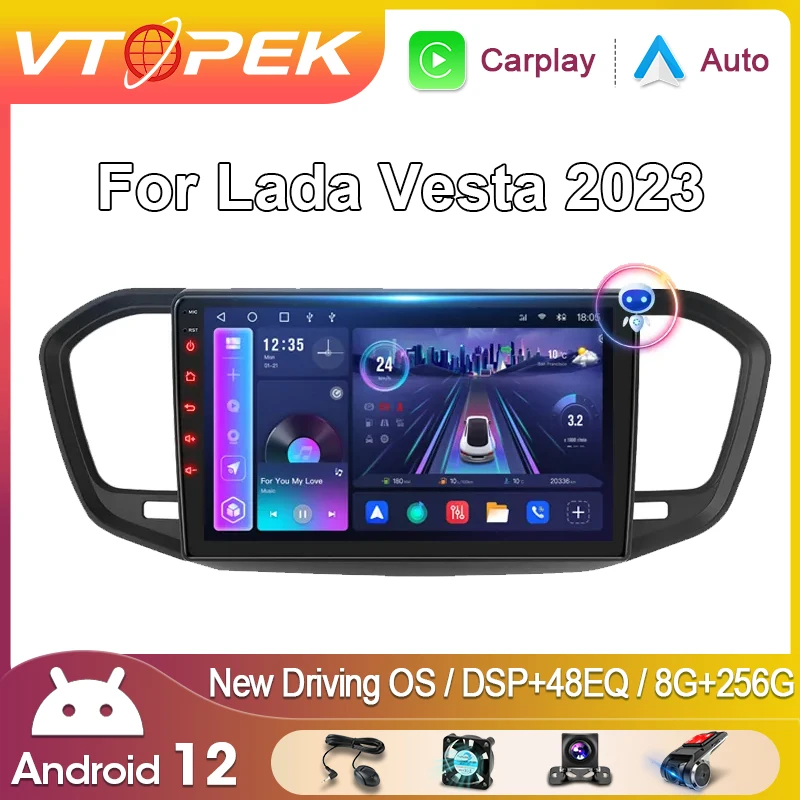 

Vtopek 9" 4G Carplay DSP 2din Android 11.0 Car Radio Multimidia Video Player Navigation GPS For LADA Vesta Cross Sport 2015-2019