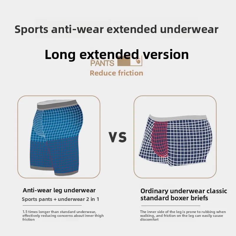 New American-Style Plus-Size Ice Silk Mesh Sports Underwear for Men, Five-Inch Extended Running and Fitness Boxer Briefs view 2