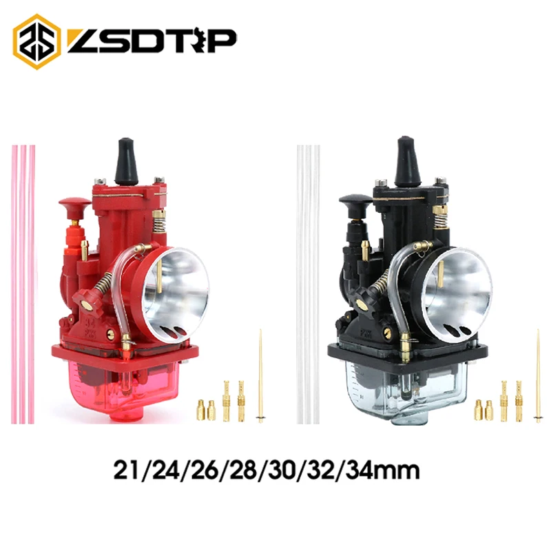 ZSDTRP Motorcycle Carburetor for Keihin PWK 21 24 26 28 30 32 34mm Motocross Scooters with Power Jet Clear Float Bowl