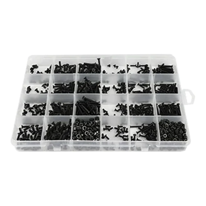 

ABLQ 1322Pcs Flat Head Hex Socket Cap Screw Kit Accessories Parts M2 M2.5 Carbon Steel Countersunk Head Bolt Screw Nut Assortmen
