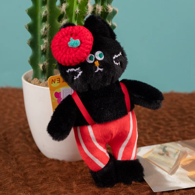 لطيف البولكا الكلب القط قلادة المفاتيح ألعاب من نسيج مخملي الكرتون مريلة القط محشوة دمية سيارة حلقة رئيسية حقيبة الظهر ديكور طفل هدية عيد ميلاد