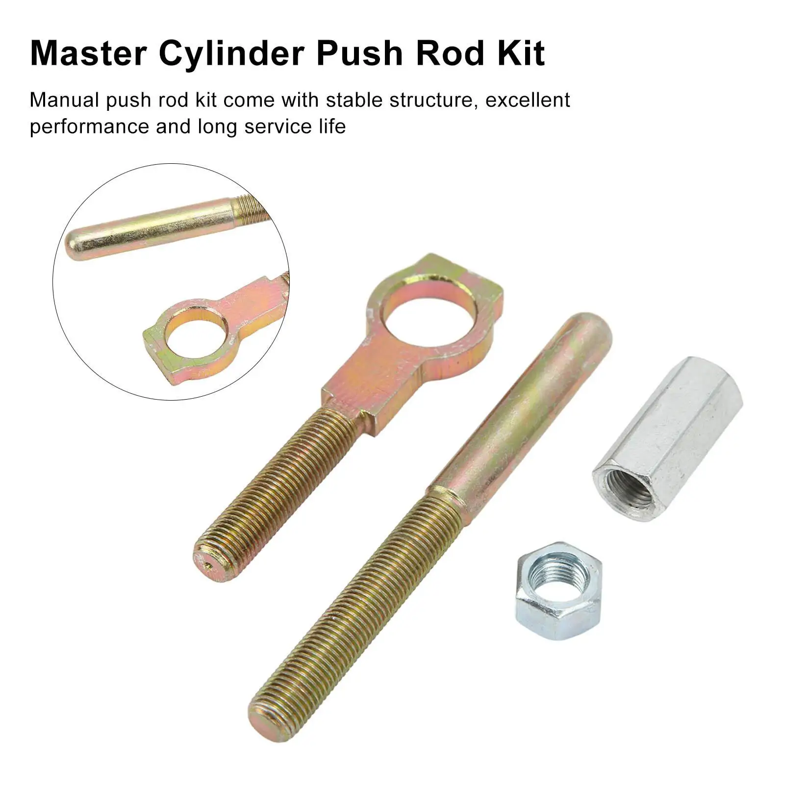 Manual Master Cylinder Push Rod Kit Cylinder Push Rod Set Repairing Adjustable 5/8 Eyelet 7.5in Maximum Length with Nut for car