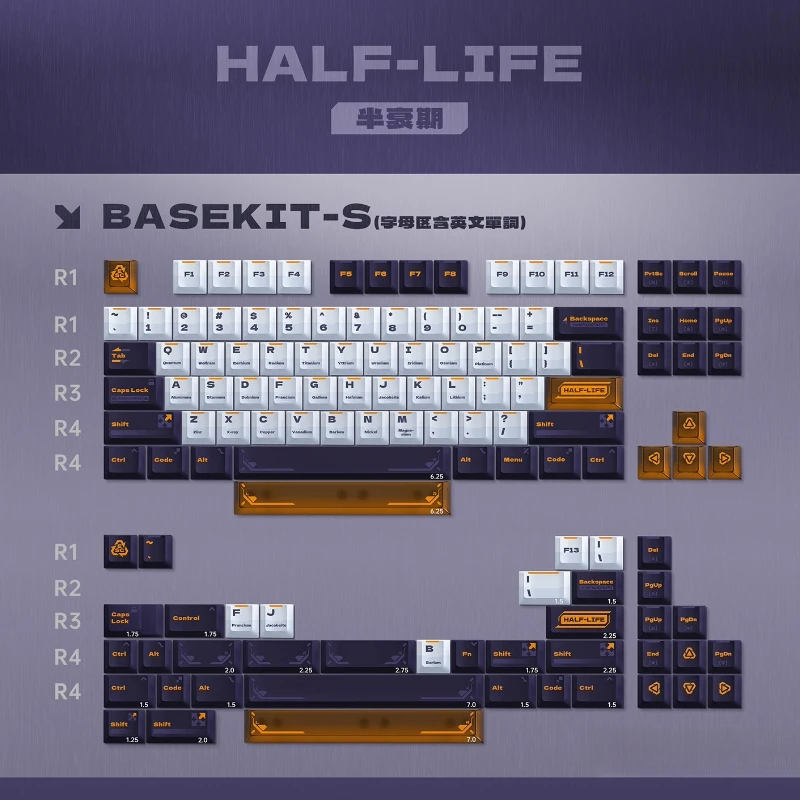 

MiFuny Half-Life Theme Keycaps Set PBT+PC Cherry Profile Keycap Customized Transparent Keycaps for Mechanical Keyboard Gifts