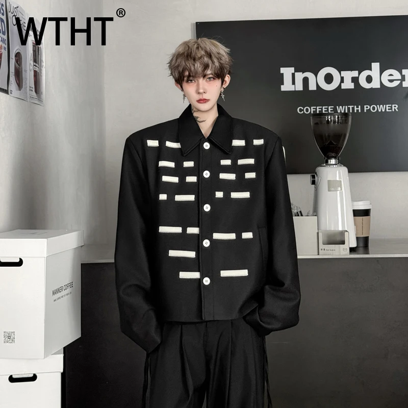 

WTHT модные осенние мужские лоскутные пальто контрастного цвета, модные свободные повседневные куртки с длинными рукавами, мужские 2A1870