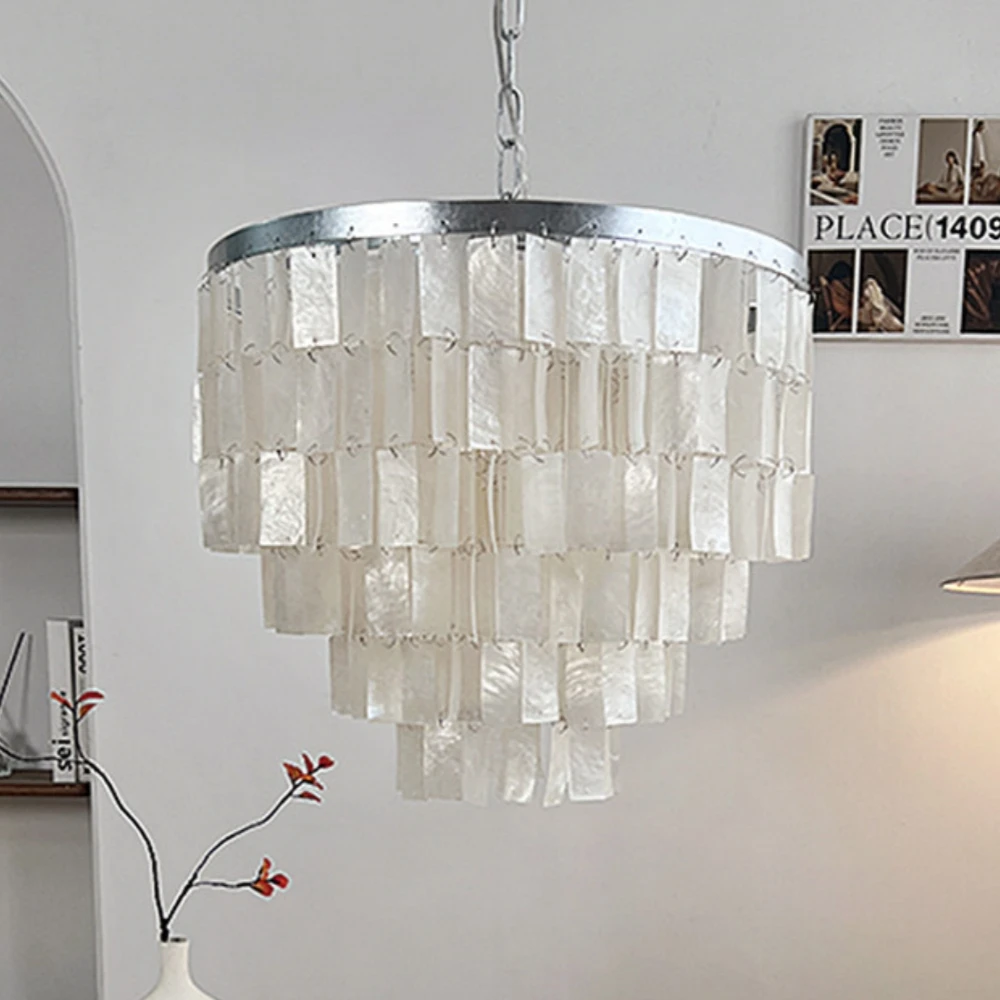 

Люстра Coastal Capiz Shell, люстры для столовой, большой светильник, потолочные светильники в стиле бохо, прихожая для спальни, ванной комнаты