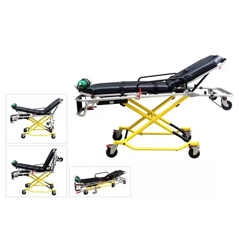 Automatic X-Leg Ambulance Boarding Stretcher Multifunctional Medical Foldable Metal Stretcher Manual Power Source