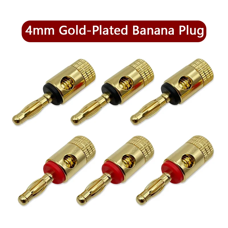 

10PCS Pure Copper Gold Plated 4mm Banana Plug Connector For Audio Video Speaker Cable Adapter Terminal Connectors Kit