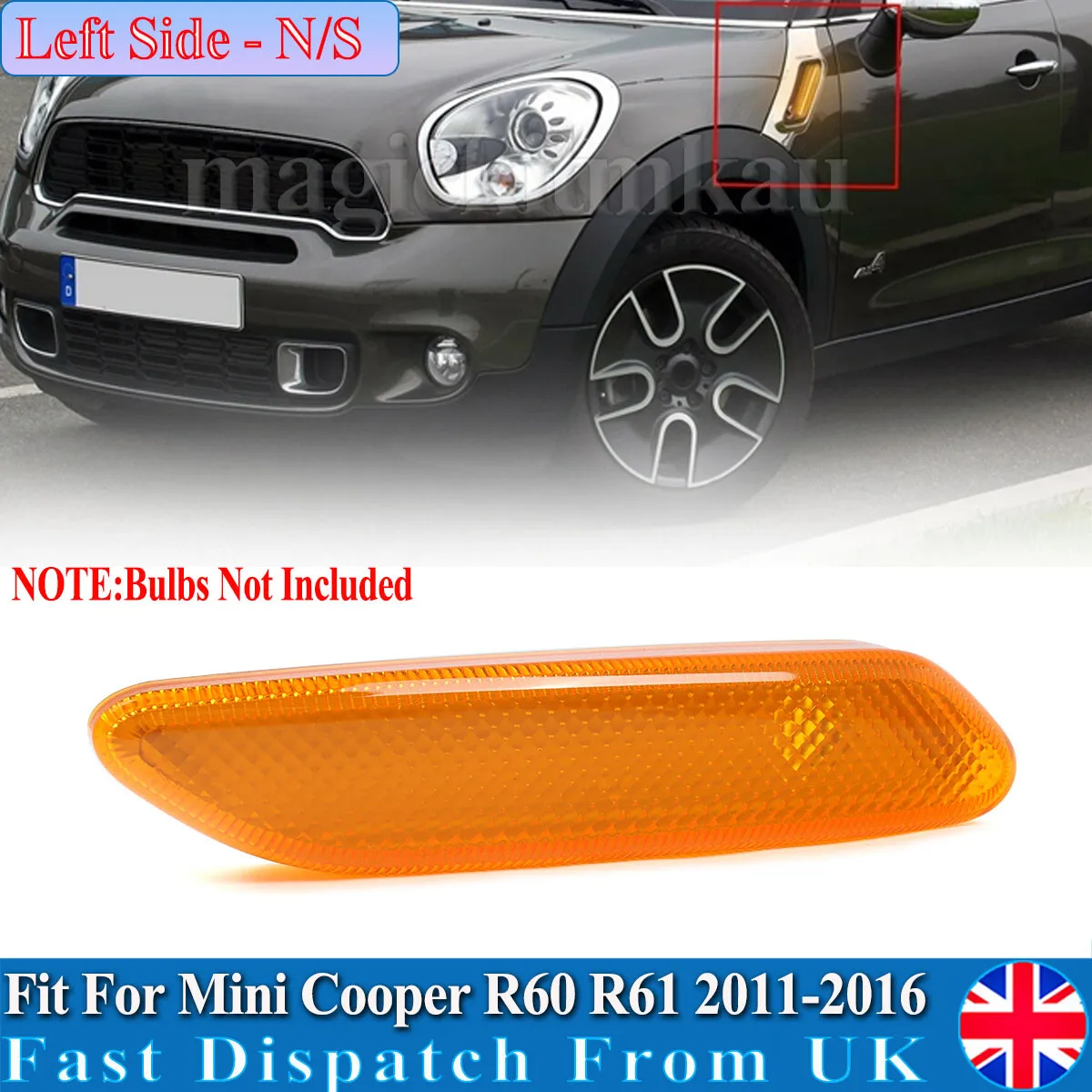 

Левый передний фонарь на крыло для Mini Cooper R60 R61 Countryman, автомобильный боковой фонарь, указатель поворота без лампы 2011 2012 2013 2014 2015 2016