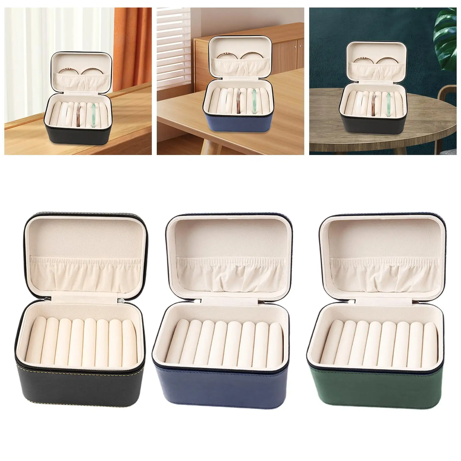 

7 Slots Bangle Box Rectangle PU Leather Jewelry Organizer for Engagement Anniversary Art Craft Fairs Retail Stores Wedding